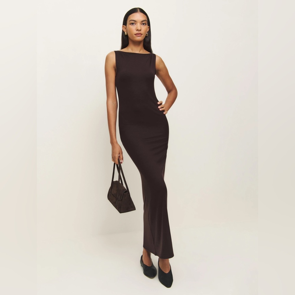 Reformation Raine Knit Dress Brown - Size S
